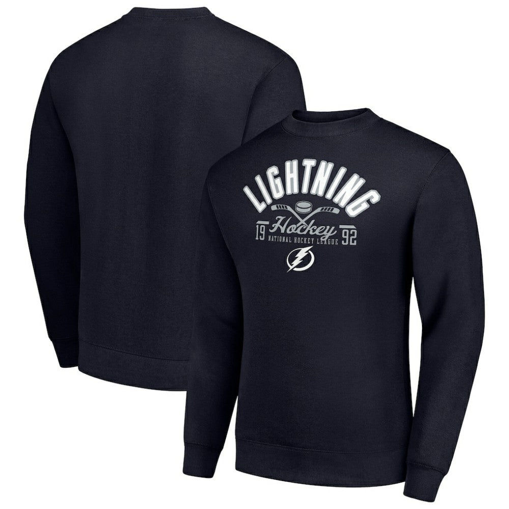 Tampa Bay Lightning Starter Stick And Puck Logo Fleece Pullover Sweatshirt Navy