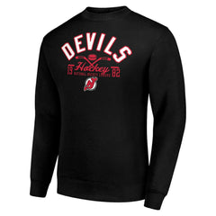 New Jersey Devils Starter Stick And Puck Logo Fleece Pullover Sweatshirt Black