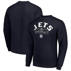 Winnipeg Jets Starter Stick And Puck Logo Fleece Pullover Sweatshirt Navy