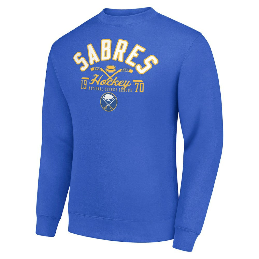 Buffalo Sabres Starter Stick And Puck Logo Fleece Pullover Sweatshirt Royal
