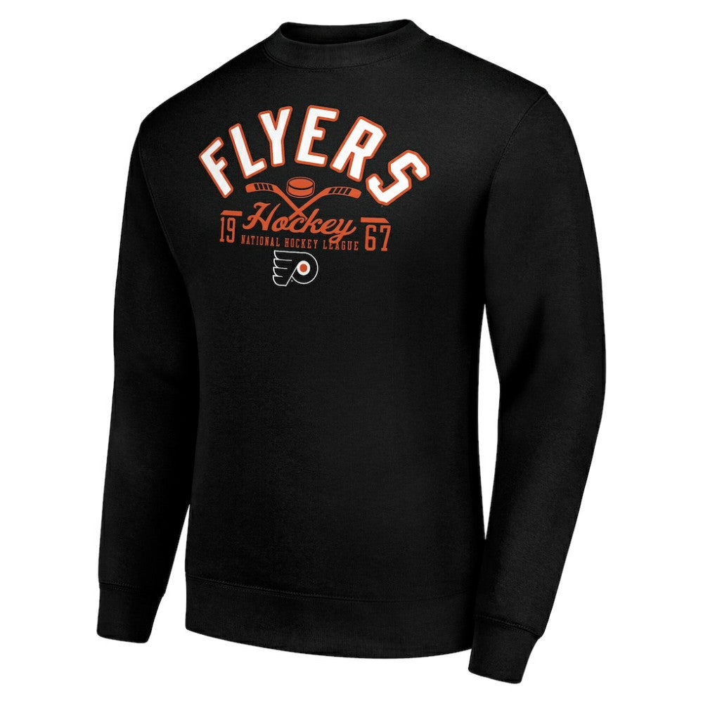 Philadelphia Flyers Starter Stick And Puck Logo Fleece Pullover Sweatshirt Black