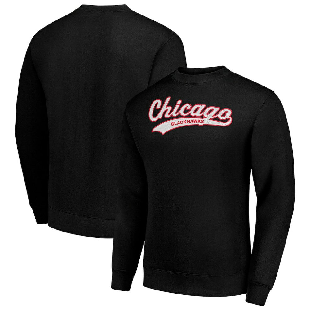 Chicago Blackhawks Starter  Tailsweep City Pullover Sweatshirt Black