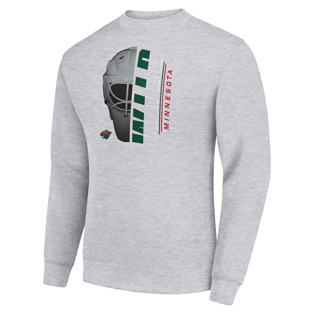 Minnesota Wild Starter  Half Helmet Team Logo Pullover Sweatshirt Heather Gray