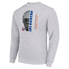 New York Islanders Starter  Half Helmet Team Logo Pullover Sweatshirt Heather Gray