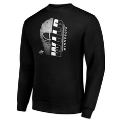 Minnesota Wild Starter  Half Helmet Team Logo Pullover Sweatshirt Black