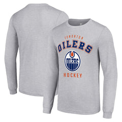 Edmonton Oilers Starter Logo Long Sleeve T-Shirt Heather Gray