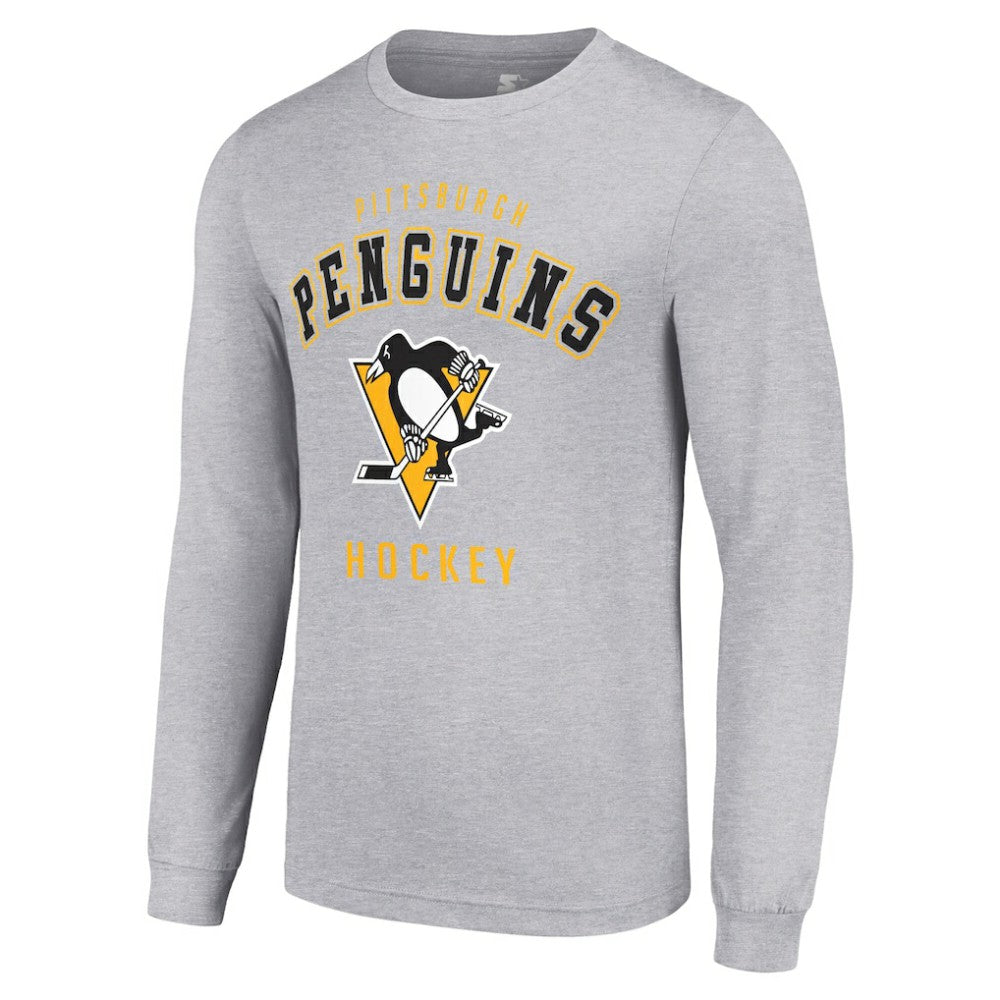 Pittsburgh Penguins Starter Logo Long Sleeve T-Shirt Heather Gray