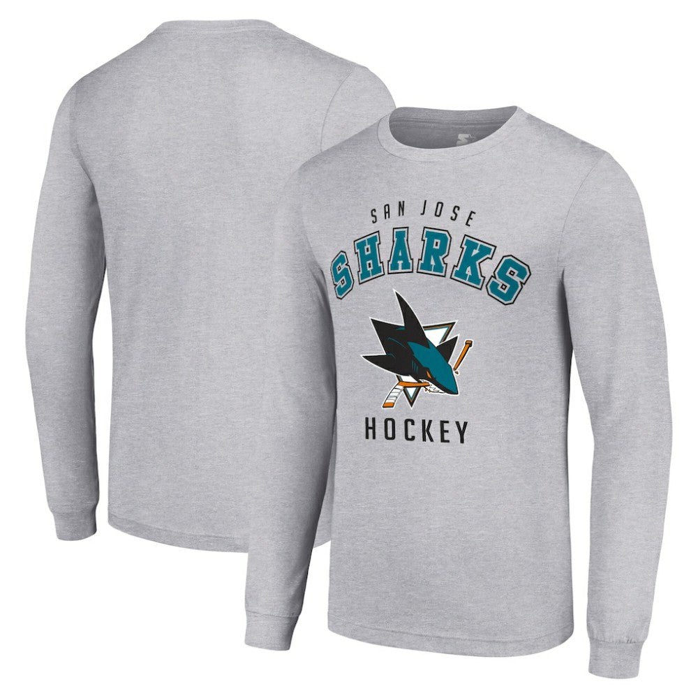 San Jose Sharks Starter Logo Long Sleeve T-Shirt Heather Gray
