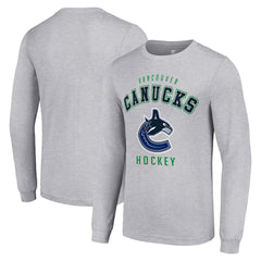 Vancouver Canucks Starter Logo Long Sleeve T-Shirt Heather Gray