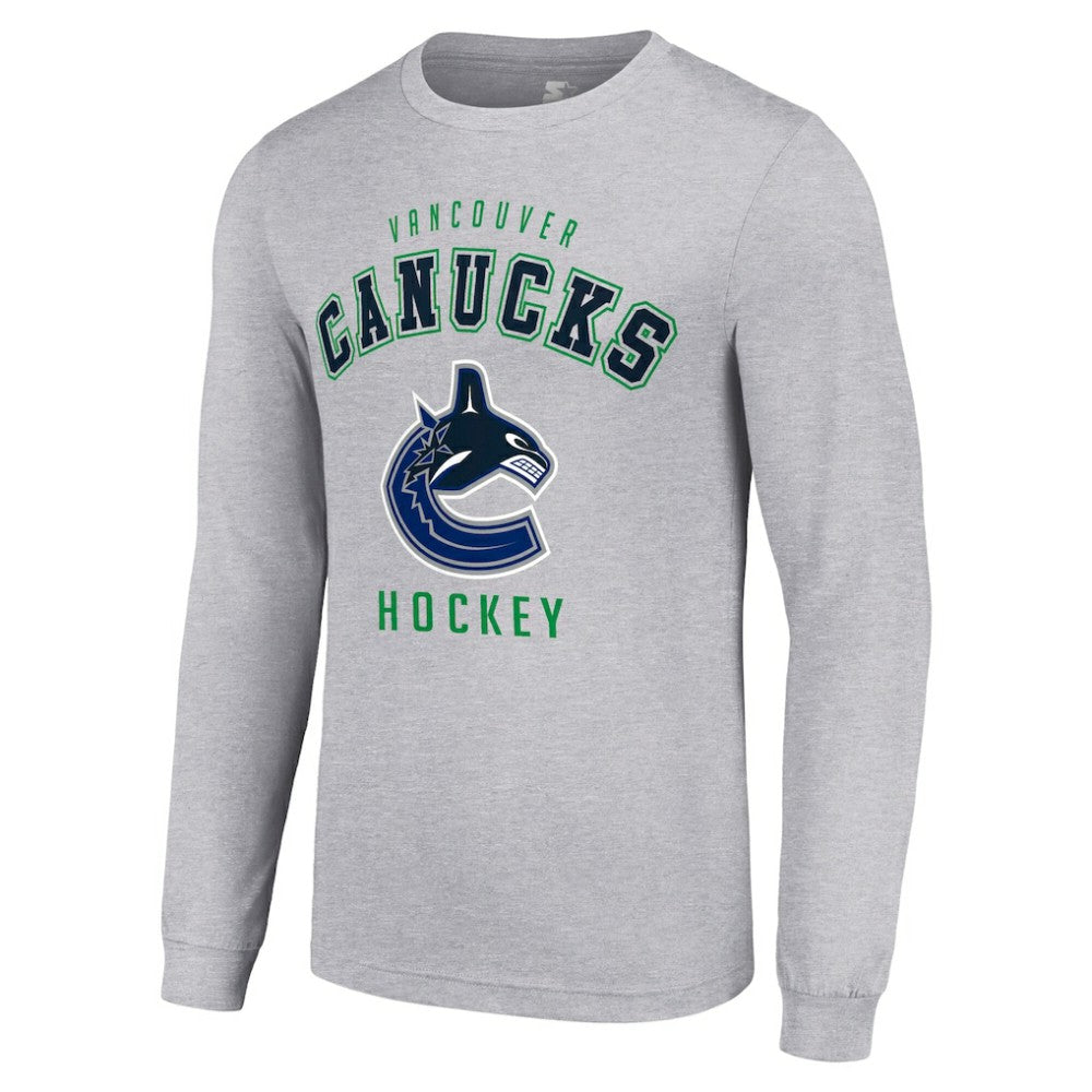 Vancouver Canucks Starter Logo Long Sleeve T-Shirt Heather Gray