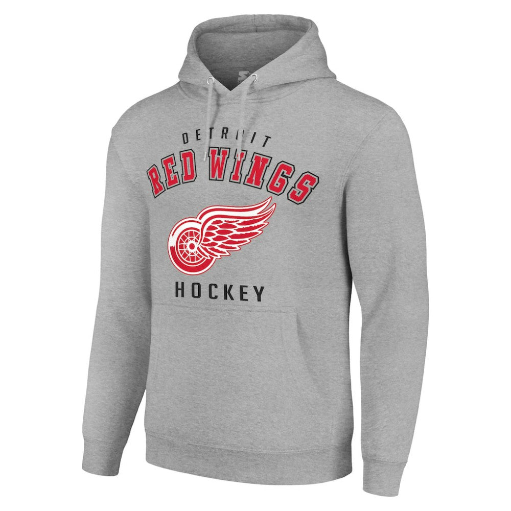Detroit Red Wings Starter Logo Pullover Hoodie Heather Gray