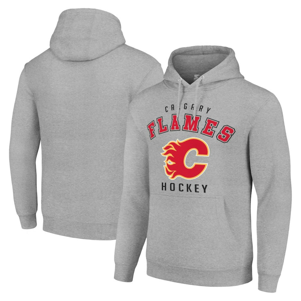 Calgary Flames Starter Logo Pullover Hoodie Heather Gray