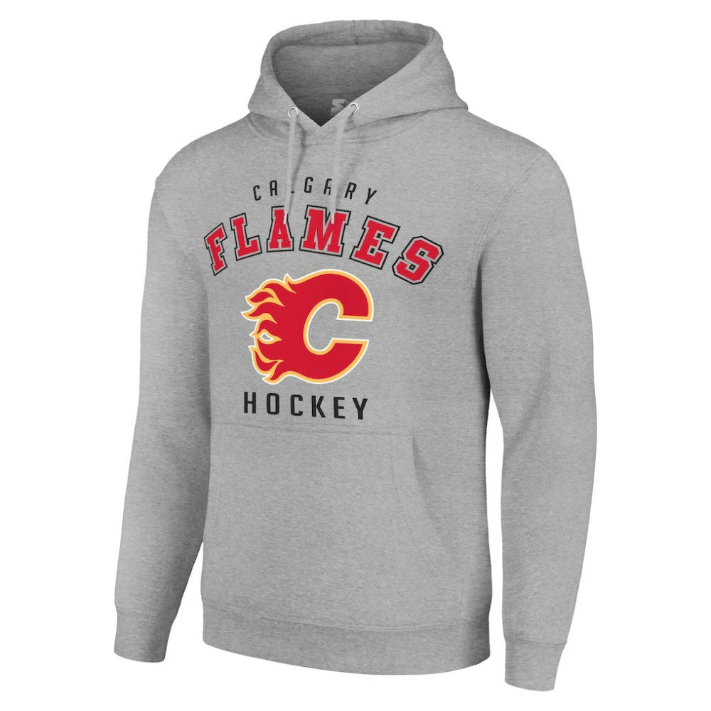Calgary Flames Starter Logo Pullover Hoodie Heather Gray