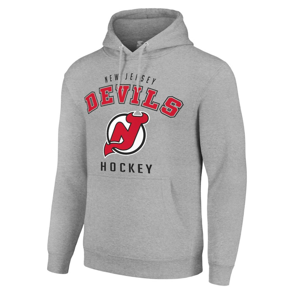 New Jersey Devils Starter Logo Pullover Hoodie Heather Gray