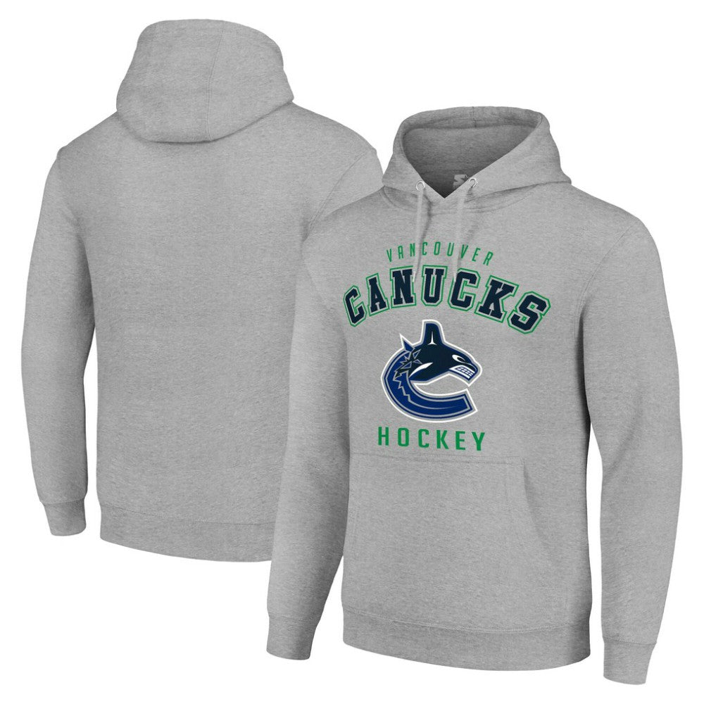 Vancouver Canucks Starter Logo Pullover Hoodie Heather Gray