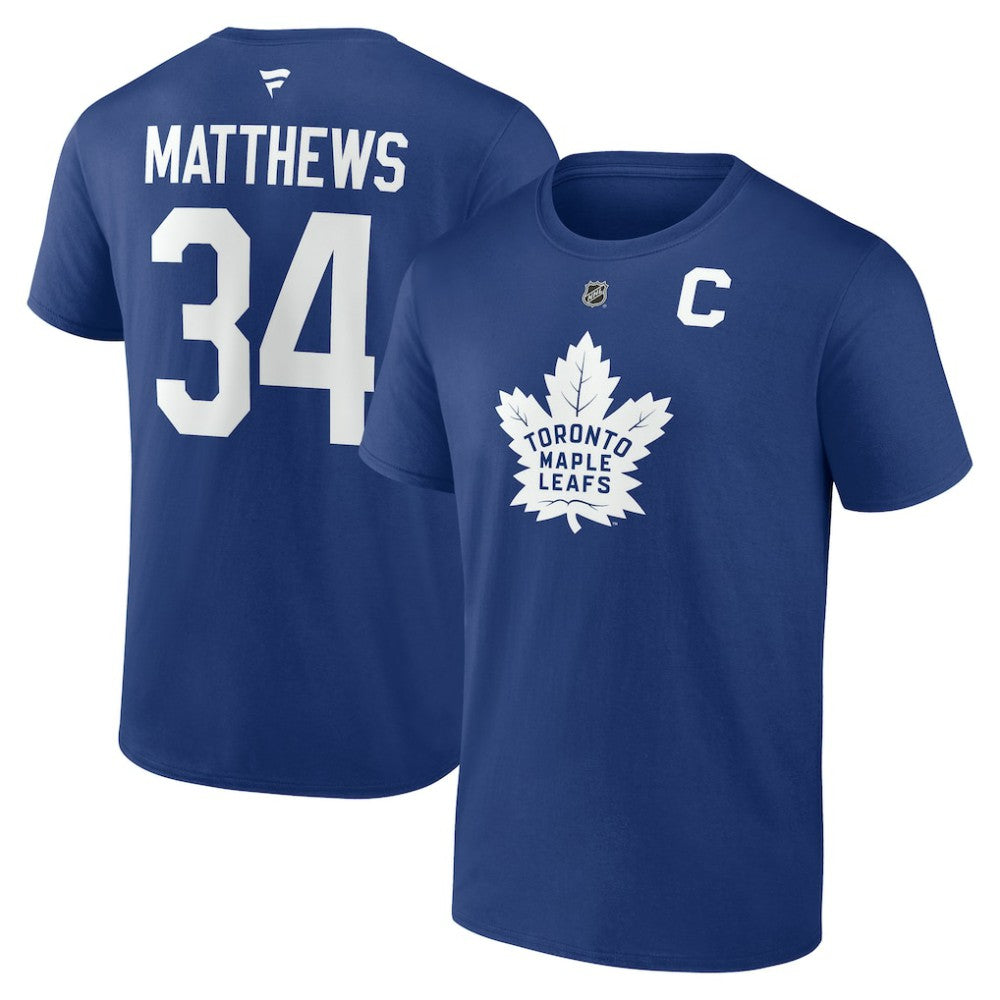 Auston Matthews Toronto Maple Leafs Fanatics Authentic Stack Name & Number T-Shirt Blue