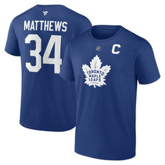 Auston Matthews Toronto Maple Leafs Fanatics Authentic Stack Name & Number T-Shirt Blue