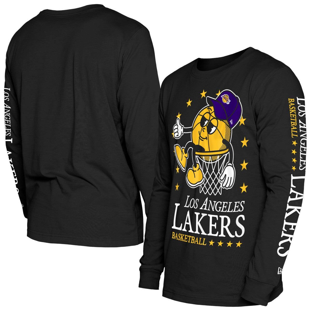 Los Angeles Lakers Old School Sport Long Sleeve T-Shirt - Black | New Era cheap