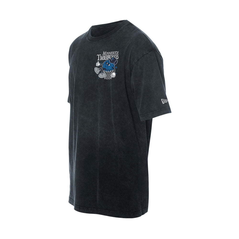 Minnesota Timberwolves Old School Sport Enzyme Wash Oversized T-Shirt - Black | New Era cheap