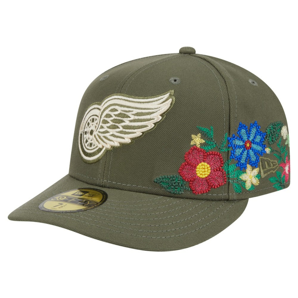 Detroit Red Wings New Era Tonal Florals 59FIFTY Fitted Hat Olive