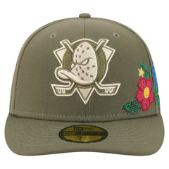 Anaheim Ducks New Era Tonal Florals 59FIFTY Fitted Hat Olive