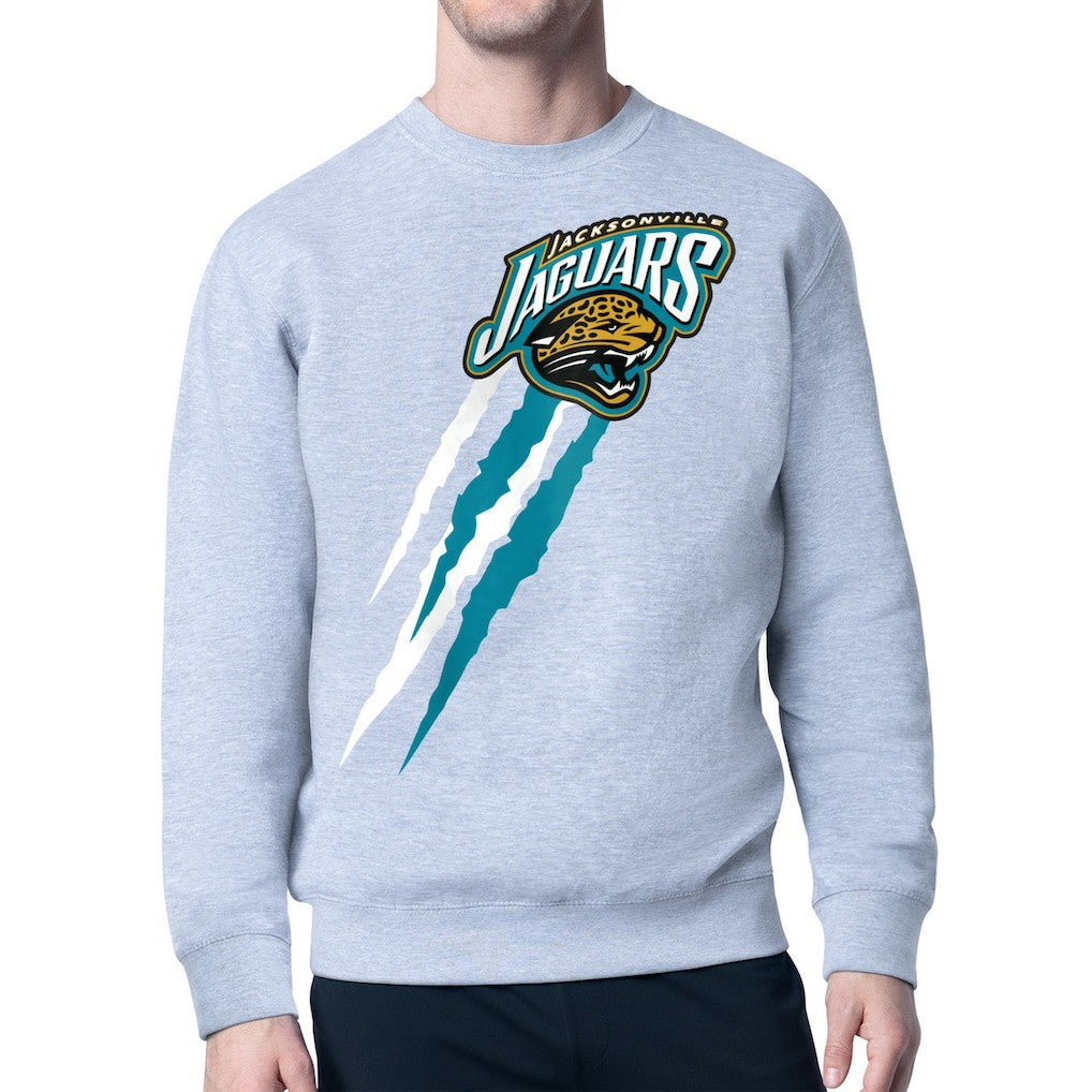 Jacksonville Jaguars Starter Retro Team Logo Color Scratch Pullover Sweatshirt - Heather Gray outlet