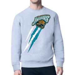 Jacksonville Jaguars Starter Retro Team Logo Color Scratch Pullover Sweatshirt - Heather Gray outlet
