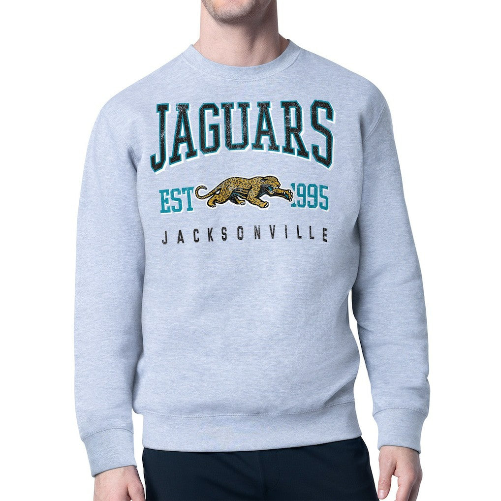 Jacksonville Jaguars Starter Retro Team Logo Pullover Sweatshirt - Heather Gray cheap