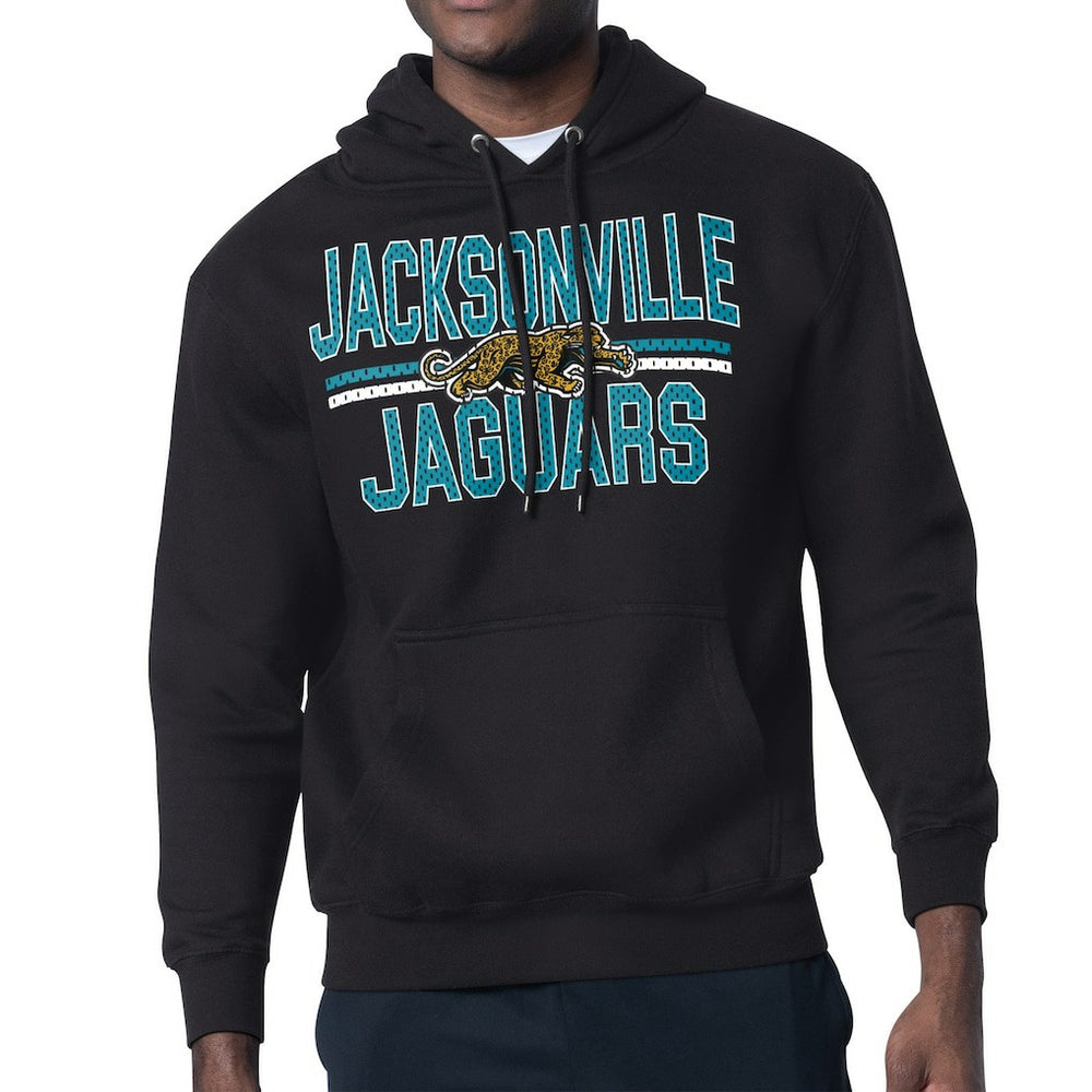 Jacksonville Jaguars Starter Mesh Look Retro Team Logo Pullover Hoodie - Black outlet