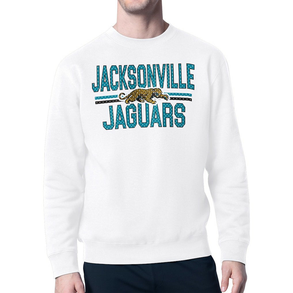 Jacksonville Jaguars Starter Mesh Look Retro Team Logo Pullover Sweatshirt - White outlet