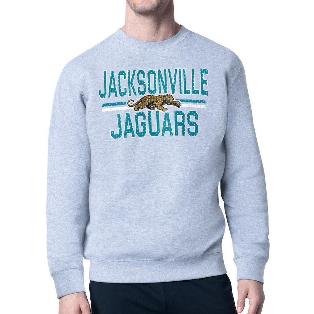 Jacksonville Jaguars Starter Mesh Look Retro Team Logo Pullover Sweatshirt - Heather Gray cheap