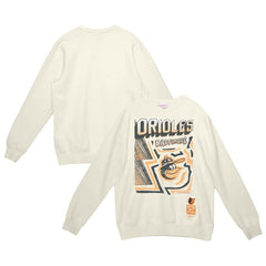 Baltimore Orioles Sidewalk Sketch Pullover Hoodie - Cream | Mitchell & Ness