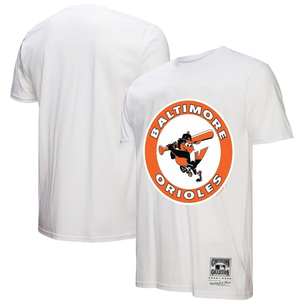 Baltimore Orioles Cooperstown Collection Logo T-Shirt - White | Mitchell & Ness