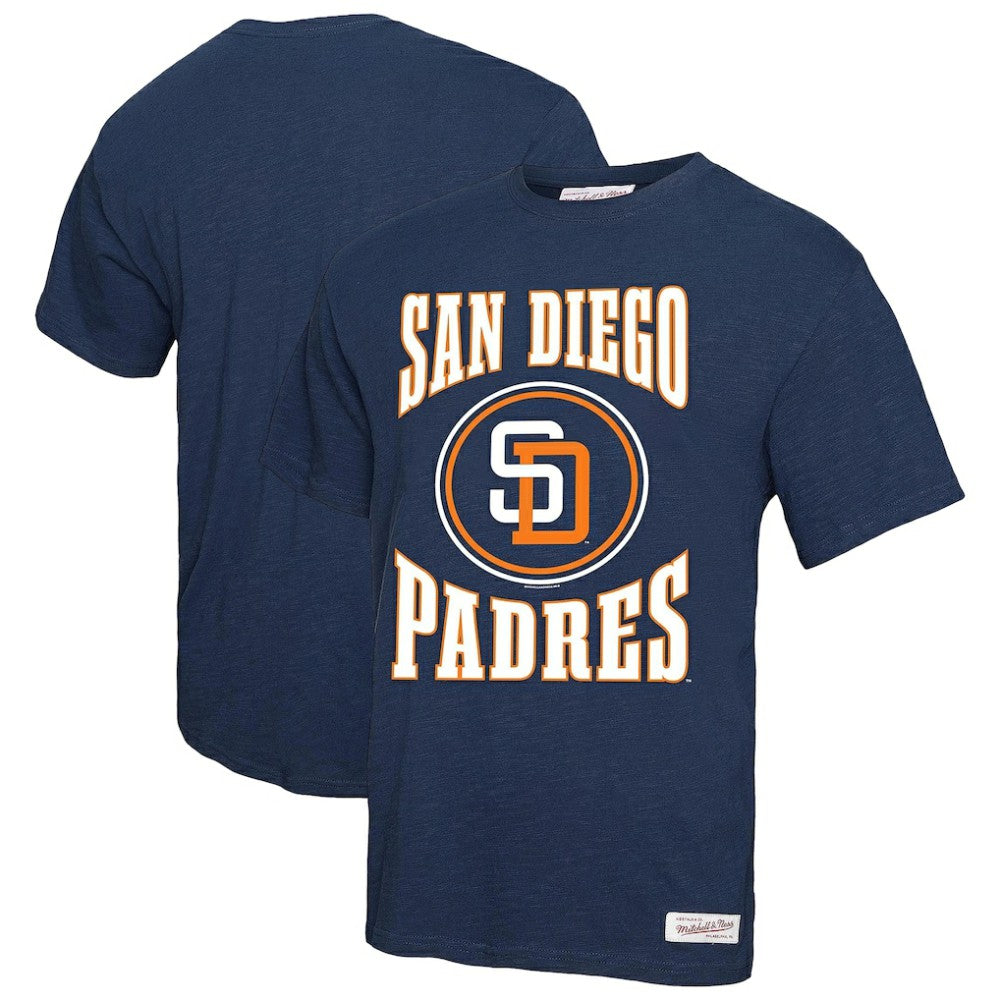San Diego Padres Arched Logo Slub T-Shirt - Navy | Mitchell & Ness