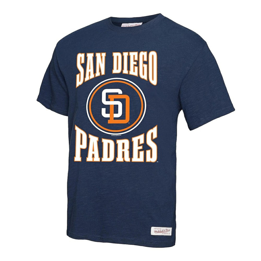San Diego Padres Arched Logo Slub T-Shirt - Navy | Mitchell & Ness