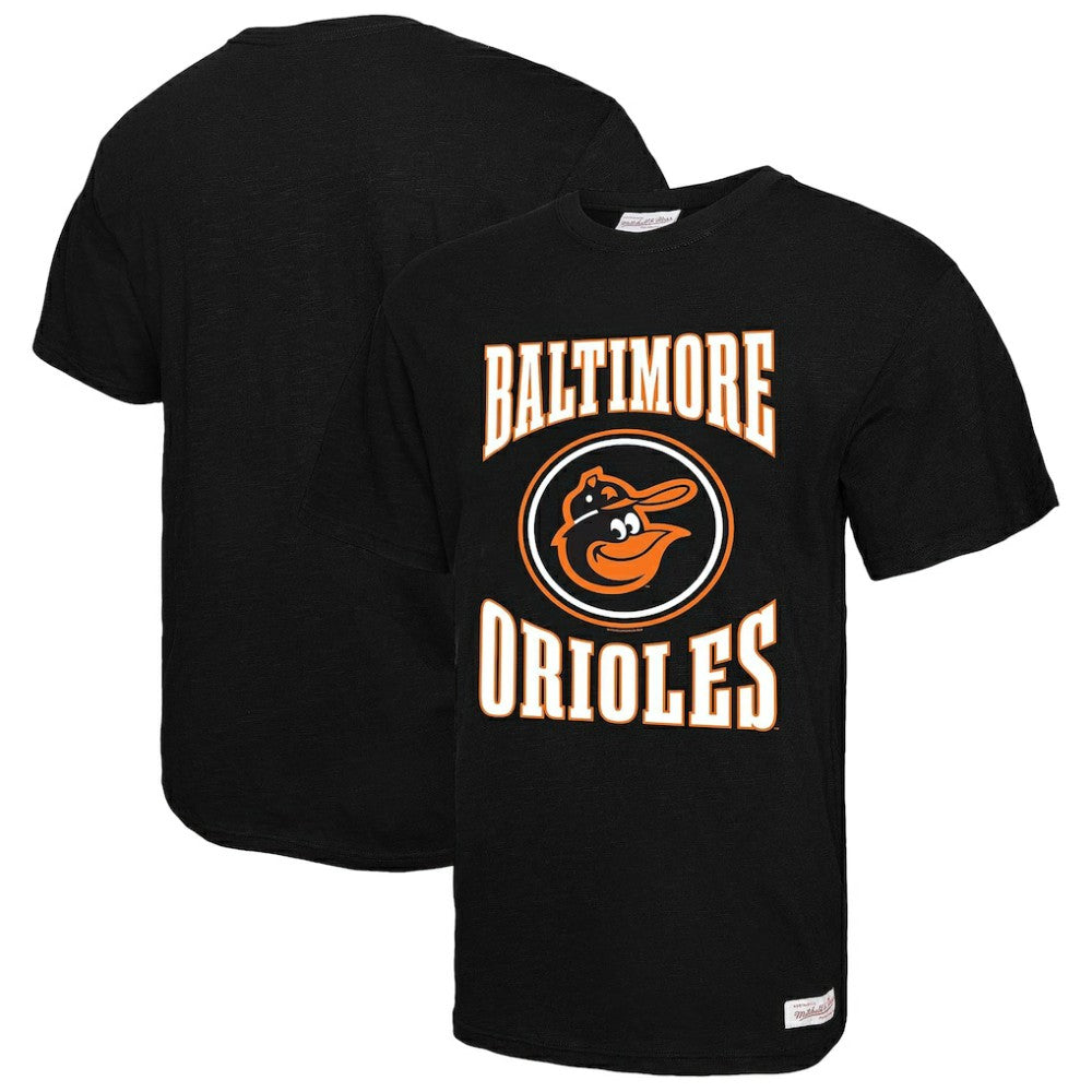 Baltimore Orioles Arched Logo Slub T-Shirt - Black | Mitchell & Ness