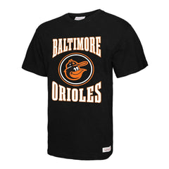 Baltimore Orioles Arched Logo Slub T-Shirt - Black | Mitchell & Ness