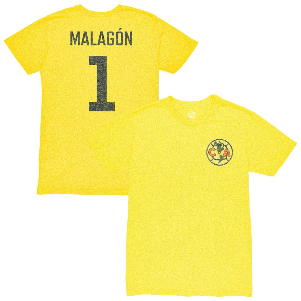 Luis Malagón Club America 1863FC Vintage Player Name & Number Tri-blend T-Shirt - Yellow discount