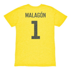 Luis Malagón Club America 1863FC Vintage Player Name & Number Tri-blend T-Shirt - Yellow discount