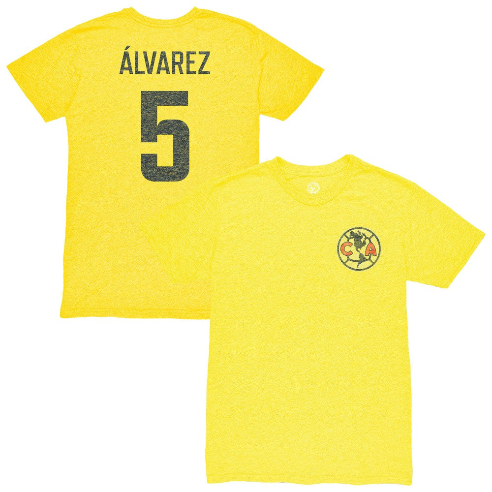 Kevin Álvarez Club America 1863FC Vintage Player Name & Number Tri-blend T-Shirt - Yellow cheap