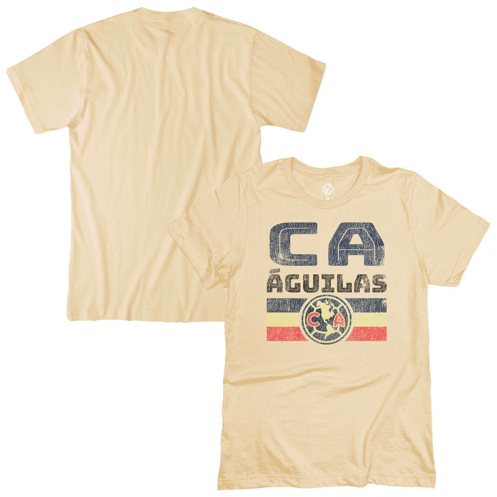 Club America 1863FC Retro Stripes T-Shirt - Tan on sale