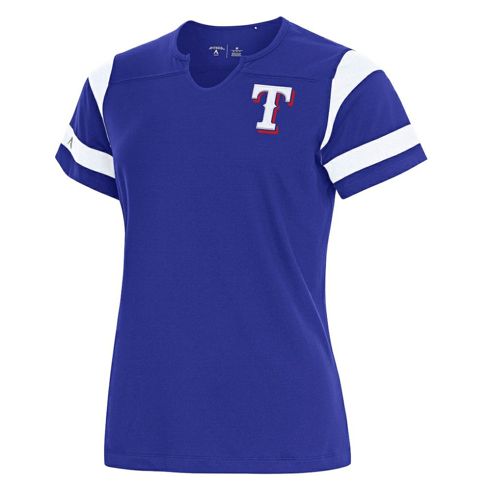 Texas Rangers Antigua Women's Encounter Notch Neck Top - Royal