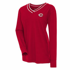 Cincinnati Reds Antigua Women's Symbolic Long Sleeve V-Neck Top - Red