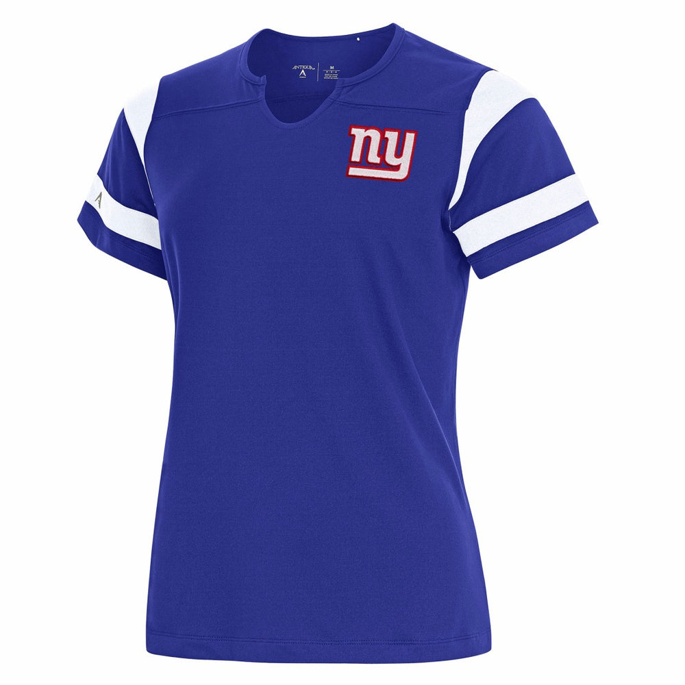New York Giants Antigua Women's Encounter Short Sleeve Notch Neck Top - Royal for sale