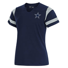 Dallas Cowboys Antigua Women's Encounter Short Sleeve Notch Neck Top - Navy sale