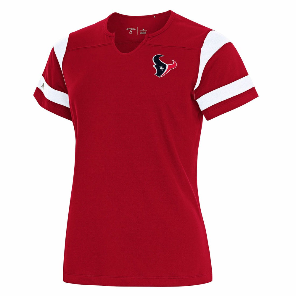 Houston Texans Antigua Women's Encounter Short Sleeve Notch Neck Top - Red for sale