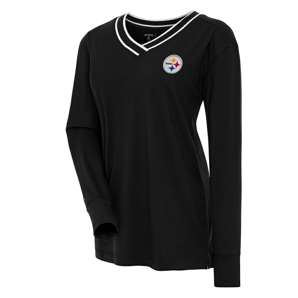Pittsburgh Steelers Antigua Women's Symbolic Long Sleeve V-Neck Top - Black online