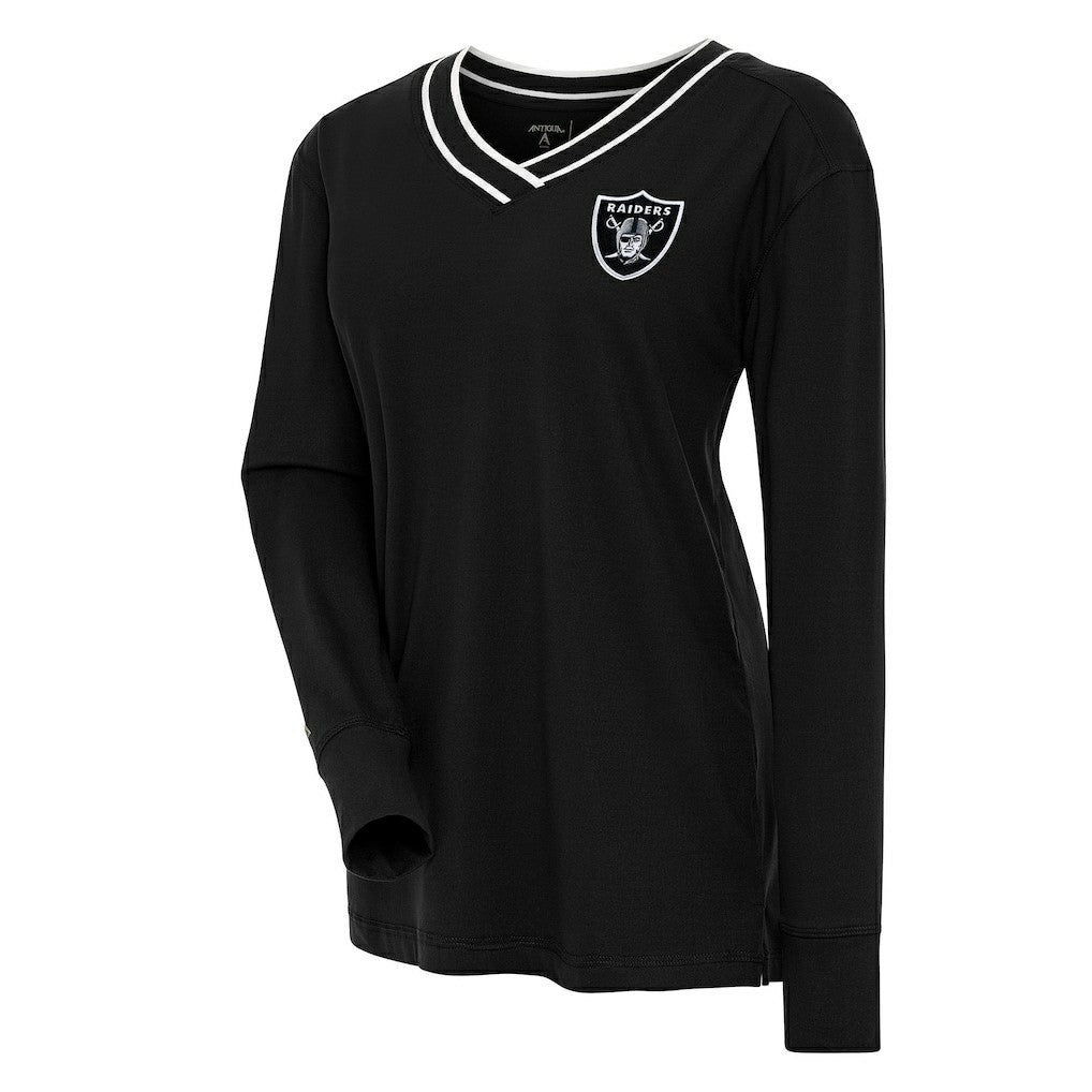 Las Vegas Raiders Antigua Women's Symbolic Long Sleeve V-Neck Top - Black for sale