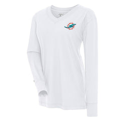Miami Dolphins Antigua Women's Symbolic Long Sleeve V-Neck Top - White outlet