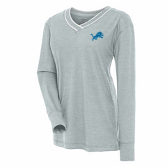 Detroit Lions Antigua Women's Symbolic Long Sleeve V-Neck Top - Heather Gray cheap